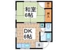 佃荘 1DKの間取り