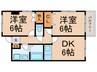 櫻ガーデンヒルズ 2DKの間取り