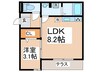 コンフォール夕陽ケ丘 1LDKの間取り