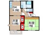レジデンス原町Ｂ棟 2DKの間取り
