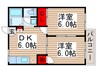 フォーブル道野辺Ｂ 2DKの間取り