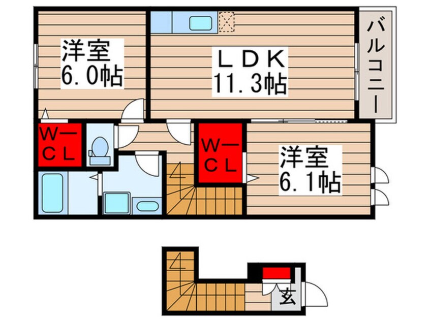 間取図 プロムナ－ドＢ