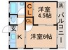 アサイハイツ 2Kの間取り