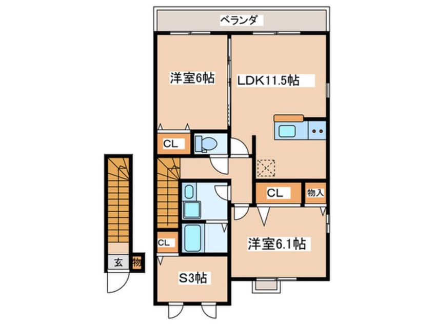 間取図 カーサアベリア　A棟