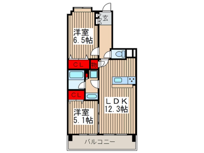 間取図 仮)ﾌﾟﾚﾃﾞｨｱﾝｽﾌｫｰﾄ北本ﾗｲｽﾞ(402)