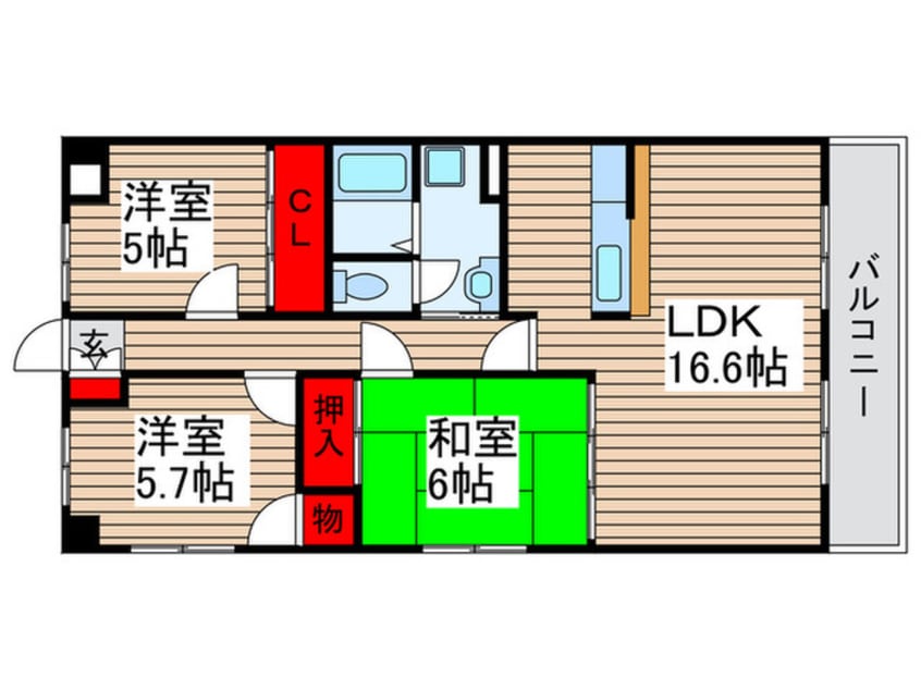間取図 ルネス常盤平