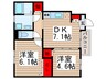 アジュ－ルＢ 2DKの間取り