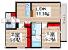 エストフォート上本郷 2LDKの間取り