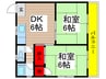 グリ－ンハイツ石垣 2DKの間取り