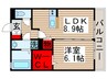 グロリアス 1LDKの間取り