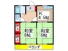 コ－ポ小山 2Kの間取り