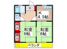 コ－ポ小山 2Kの間取り