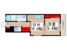 QH八木が谷 1DKの間取り