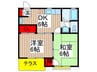 ウィスタリアハイム 2DKの間取り