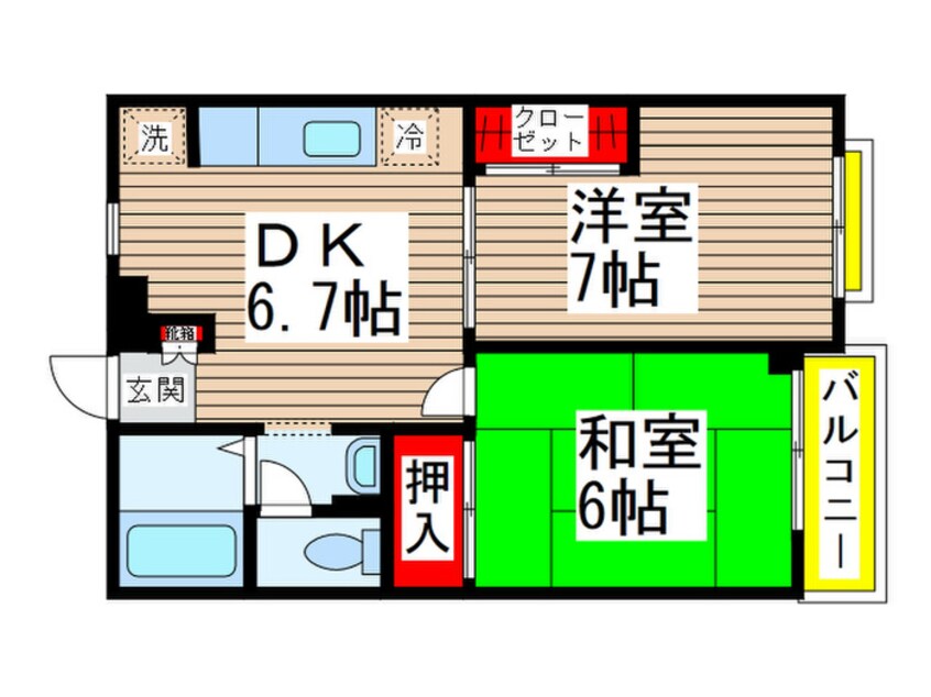 間取図 カサベルテ新検見川２Ｂ