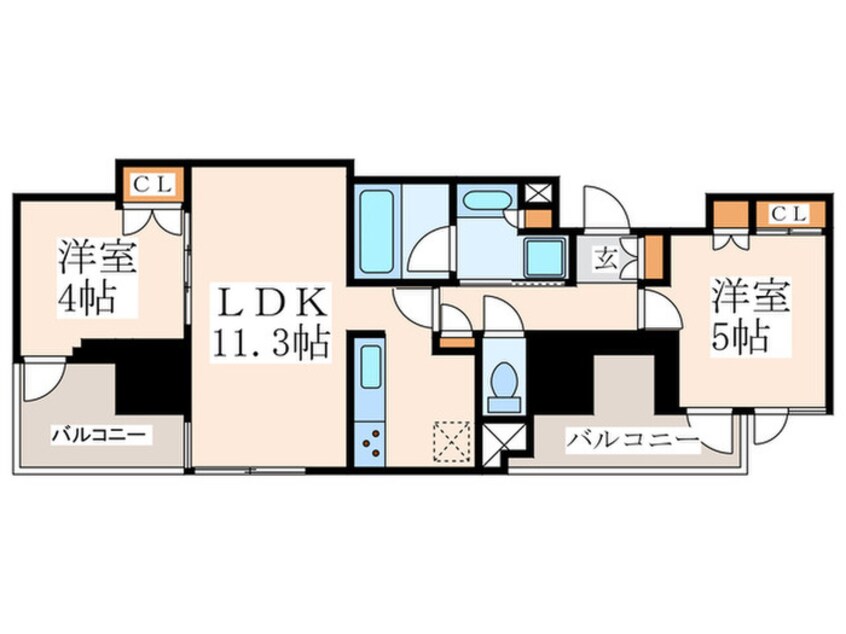 間取図 ｺﾝﾌｫﾘｱ東新宿ｽﾃｰｼｮﾝﾌﾛﾝﾄ