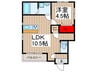 グランフォート蕨北町 1LDKの間取り