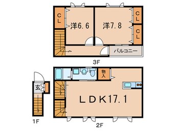 間取図 ヴィトラ－ジュ方南町