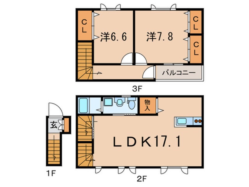 間取図 ヴィトラ－ジュ方南町