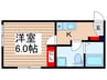 ラウレア関沢 1Kの間取り
