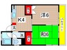 サンライズＢ（朝日荘Ｂ） 2Kの間取り