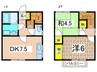 グリーンヒルズD 2DKの間取り