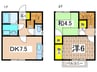 グリーンヒルズD 2DKの間取り