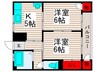 コ－ポアサカ江北 2Kの間取り