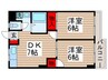グランド―ル川秋 2DKの間取り