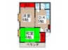 岡村ハイツ２ 2DKの間取り