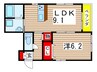 グリシナ 1LDKの間取り