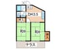ハイツ蒼風 2DKの間取り