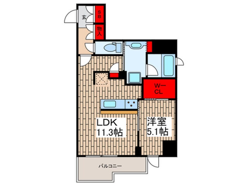 間取図 ｼｰｽﾞﾝﾌﾗｯﾂ蔵前ﾊﾟｰｸﾌﾛﾝﾄ