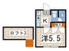 ヒュペリオン北久里浜 1Kの間取り