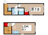 アーバンステージ菊川 1LDKの間取り