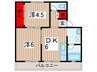 ビレッジハウス検見川１号棟 2DKの間取り