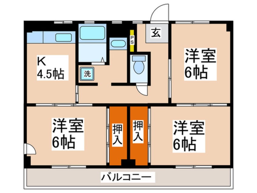 間取図 ビレッジハウス亀井野1号棟