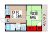 友幸ハイツ 1DKの間取り