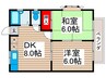 Ｓｗｅｅｔ　Ｓｕｇａｒ　Ｂ棟 2DKの間取り