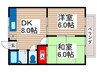 Ｓｗｅｅｔ　Ｓｕｇａｒ　Ｂ棟 2DKの間取り