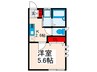 エスポア 1Kの間取り