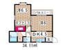 レオパレス衣笠１３ 2DKの間取り