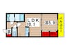 コルテカノンＢ 1LDKの間取り