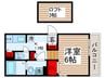 タカラコートⅡ 1Kの間取り