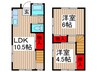 中台グリーンテラス　B棟 2LDKの間取り