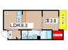 仮)作草部町A棟共同住宅新築工事 1LDKの間取り