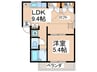 サンライズ平塚 1LDKの間取り
