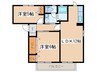 ラ・サカヤD 2LDKの間取り