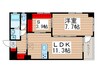 川口ビル 1LDK+Sの間取り