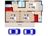 下日出谷貸家２ 2DKの間取り
